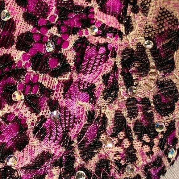 PURPLE with ANIMAL PRINT & RHINESTONE STRAPS 34C - Picture 3 of 4